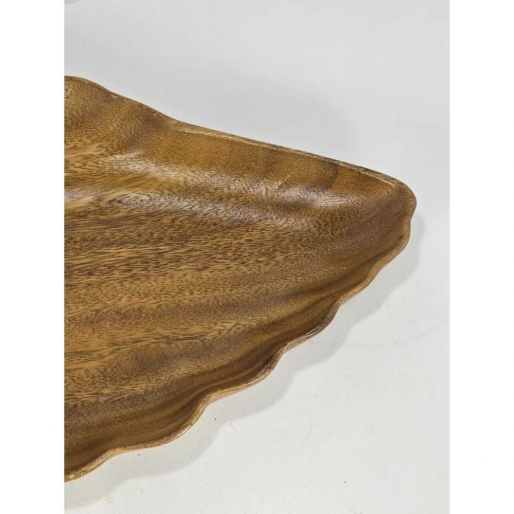 Monkey Pod Wood Bowl 13.5 Inch Scalloped Orobilt Serving Dish